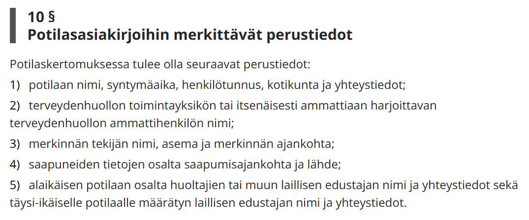 Finlex- Sosiaali- ja terveysministeriön asetus potilasasiakirjoista